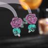 Pendientes de lujo con personalidad exagerada y luz, con gemas de cristal azul, aguja de plata S925 y camelia.
