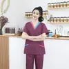 Conjunto de Lavagem à Mão para Homens e Mulheres, Uniformes de Manga Longa e Curta, Uniformes Médicos de Poliéster-Algodão, Vestuário de Trabalho Cirúrgico