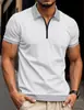 Camisa Polo Casual de Waffle Masculina para Primavera e Verão Estilo Europeu e Americano Nova Camiseta de Manga Curta com Zíper e Color Block Transfronteiriça da Amazon