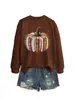 Amazon eBay site independente moda casual divertida moletom feminino com estampa de abóbora gola redonda manga longa em estoque