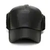 Gorro Cálido de Invierno para Hombres de Mediana Edad y Mayores, Gorra de Cuero para Papá con Forro de Lana, Engrosada, Cortavientos, Protector de Orejas, Gorra de Pico de Pato