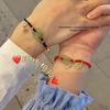 Pulseira Ping An de Fivela com Elo de Anel Tecida à Mão Estilo Pequeno Simples e Fashion para Namoradas Casal