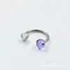 Anillo para la nariz de bola de circón de tres garras con punta cónica de aleación de titanio F136 Barra de herradura de titanio G23 Clavo de nariz de circón en barra C Joyería para perforaciones