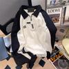 Camisa Polo de Contraste Preto e Branco Camiseta de Manga Longa Moletom Masculino Primavera e Outono Novo Solto Casual Ins Marca Tendência Tops