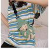 Bolsa pequena 2020 nova bolsa de lona de urso feminina bolsa pequena transversal bolsa de ombro fashion fofa estudante costura desenho animado