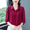 Blusas de Chiffon para Mulheres de Meia-Idade, Camisas da Moda para Novas Mães Verão 2025, Camisas de Manga Três Quartos, Tamanhos Grandes