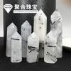 Cristal de Cabello Negro Natural Prismas Hexagonales Adornos Cristal de Cabello Piedra Cruda Columna de Energía Cristal de Siete Estrellas Columna Decoración de Escritorio para el Hogar Adornos