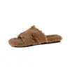 Pantuflas peludas de suela gruesa súper populares para mujer, nuevas pantuflas de algodón peludas de moda de una tira para otoño e invierno 2026