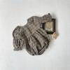 Ropa de Bebé Ropa de Primavera Niña Mangas de Capullo de Flor Vintage Cuadros Cuello en V Pequeño Ropa Exterior Bolsas Ropa de Escalada Triangular para Bebé Niña