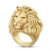 Anillo de corazón de león bañado en oro de 24 quilates, nuevo diseño de moda, anillo de aleación con patrón de animal para hombres y mujeres, regalo