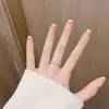 Uñas postizas cortas de alta calidad, parches de uñas suaves, estilo francés nude, arte de uñas hecho a mano, color fresa con leche, 10 piezas