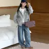 Moletom de Primavera e Outono para Meninas 2026 Novo Casual Estilo Coreano para Crianças de Meia-idade e Mais Velhas Jaqueta com Capuz de Moletom Patchwork de Renda