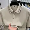 Camisa Polo de Algodón de Gama Alta para Hombre de Verano Manga Corta Cuello Solapa Color Sólido Camiseta Superior Casual de Negocios para Hombre