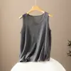Camisola ligera de cachemir 100% puro para mujer, de hilo fino 80, imitación, holgada, casual, simple, versátil, sin mangas, capa base