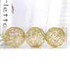 Bola de Arame de Ferro para o Natal Arte em Ferro para o Natal Bola Oca com Pó Dourado Bola Decorativa de Natal Decorações de Árvore de Natal Enfeites Pingentes Bola de Natal