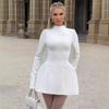 Vestido Feminino Sexy de Cor Sólida Transfronteiriço Europeu e Americano Puro Desejo Outono Novo de Alto Nível Cintura Popular Estilo Irmã Real Saia