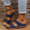 Sandalias de talla grande para mujer, estilo retro, con cuña antideslizante, estilo transfronterizo, estilo retro, con cabeza redonda, 2022