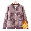 Ropa de Abrigo de Otoño e Invierno para Mamá Cárdigan Suéter para Mujeres de Mediana Edad y Mayores Ropa de Invierno de Abuela Top Cálido Espeso con Forro de Felpa