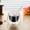 Taza de Vidrio Resistente al Calor Lista para Envío Transfronterizo 200ml Vidrio de Borosilicato Alto Doble Capa Creativa Hotel Aislada Transparente Posavasos de Madera Taza de Café