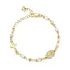 Joias Transfronteiriças Europeias e Americanas Novo Estilo Corrente de Ouro Pingente de Cauda em Forma de Coração 6mm Pontos Rosa Cravejado com Strass Retrato Pingente Cruz Pulseira