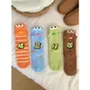 Calcetines de dormir de felpa gruesa de dibujos animados para otoño e invierno, cálidos y lindos, novedad, divertidos, 3D, calcetines de pez feo de Fondo de Bikini