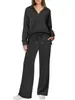 Traje de Pantalón Casual de Manga Larga con Cordón de Color Sólido para Mujer, Nueva Moda Otoño e Invierno 2025 de Amazon Europeo y Americano