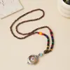 Collar de Xizang Más Vendido Versátil para Hombres y Mujeres Estilo Étnico Vintage Cadena de Lana Accesorios para Ropa Larga de Algodón y Lino Viaje de Madera