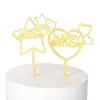 Tarjeta dorada acrílico Amor pastel de cumpleaños Inglés cinco puntas estrella enchufe cinco puntas estrella mesa de postres diseño suministros
