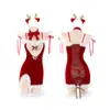 Nova Lingerie Sexy de Ano Novo de Ou Shilin, Body de Veludo Sexy Transparente com Fenda, Novo Estilo