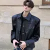Bwka Chaqueta Bomber Gruesa de Cuero PU Falsa de Dos Piezas para Mujer y Hombre Otoño Marca de Moda Holgada Abrigada