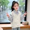 Sudadera Falsa de Dos Piezas para Niñas Primavera y Otoño 2026 Nuevo Estilo Camisa con Cuello para Niños Top Moda de Otoño Camisa Polo a la Moda para Niñas