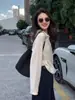 Polo de Punto Hueco Estilo Francés para Mujer, Atuendo de Principios de Otoño con un Estilo Chic de Alta Gama y Único Lazy Old Money, Top con Cuello Camisero