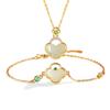 Trevo de quatro folhas da sorte Hetian jade prata esterlina 925 colar feminino estilo palácio moda nacional auspicioso nuvem amor zircão pulseira
