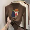 Y2524# meninas de veludo novo bebê feminino gola semi-alta manga longa infantil outono e inverno de veludo quente camiseta base interna