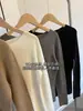 Suéter de Punto sin Costuras con Textura de Espiga 100% Lana Merino Lavable a Máquina para Mujer, Prenda Base de Manga Larga para Otoño e Invierno