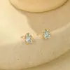 Conjunto de Colar e Brincos de Zircônia Gota d'Água em Prata de Lei 925 para Mulheres, Brincos e Anel Azuis Frescos Estilo Coreano, Acessórios Versáteis da Moda