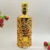 Atacado de fábrica garrafa de vinho branco de vidro com padrão de dragão em relevo 1000ml garrafa com banho de ouro embalagem em caixa de presente grande quantidade Congyou