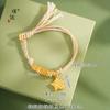 Loja de ouro mesmo estilo areia ouro acessórios faça você mesmo diamante martelo padrão estrela de cinco pontas pingente pulseira luz luxo nicho high-end
