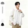 ACE Outono Novo Estilo Americano Simples Tendência Marca Camisa Cor Sólida Preto e Branco Manga Longa Masculino Gola Lapela Top HS2779
