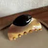 Alta textura ~ 7,5 cm costura clipe de acetato clipe de tubarão grande padrão de madeira retro grampo de cabelo francês acessórios de cabelo Maillard
