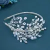 Diadema para Novia de Comercio Exterior Cadena de Garra Doble Fila Aro de Perla y Pedrería Hecho a Mano Accesorios para Peinado de Boda DZ028