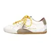 Sapatos Femininos de Couro Genuíno com Solas Grossas e Aumento Interno Sapatos de Treinamento Moral para Mulheres, Tênis Esportivos Casuais, Sapatos Brancos Forrest Gump, Sapatos Sujos de Estrela