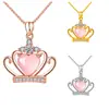 Kaiwei Venta Caliente Moda Madagascar Imitación Hibisco Cristal Colgante Temperamento de Reina Corona Diamante Rosa Colgante Collar