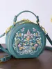 Bolsas Bordadas Transfronteiriças para Mulheres, Nova Bolsa Transversal Estilo Chinês 2026, Bolsa Redonda Pequena Bordada Estilo Chinês, Bolsa de Mão e Bolsa de Ombro