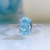 Joyería de Oro Longlong Nuevo 2024 Plata 925 Diamante de Alto Carbono Circonio Azul Marino 6*8 Oval Anillo Raydion Femenino Estilo Ming Yuan