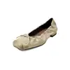 Zapatos Planos de Cuero Suave Estilo Francés para el Trabajo Versátiles Slip-On Puntera Cuadrada Zapatos de Ballet Rosa para la Noche Zapatos Individuales para Mujer