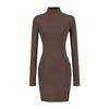 Vestido ajustado de cuello alto y manga larga para chica sexy, nuevo estilo de otoño 2025 para mujer, falda corta sexy para llevar debajo