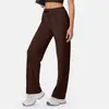 Pantalones deportivos de algodón para mujer, estilo europeo y americano, de cintura alta, corte holgado, pierna ancha, corte recto, con bolsillos y una silueta casual y fluida, adecuados para usar al aire libre, para fitness y yoga