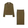 Otoño e Invierno 2025 Nueva Ropa de Mujer Transfronteriza Europea y Americana Cinturón Chaqueta de Punto + Traje de Falda W03 6976