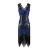 Vestido retro de lentejuelas y cuentas de los años 20, con escote en V profundo en la parte delantera y trasera, con borlas y borde cruzado, vestido de noche explosivo.